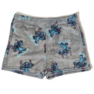 Disney Stitch Sleep Shorts Womens XL Gray Fleece Lounge Pajama Bottoms‎ Cozy